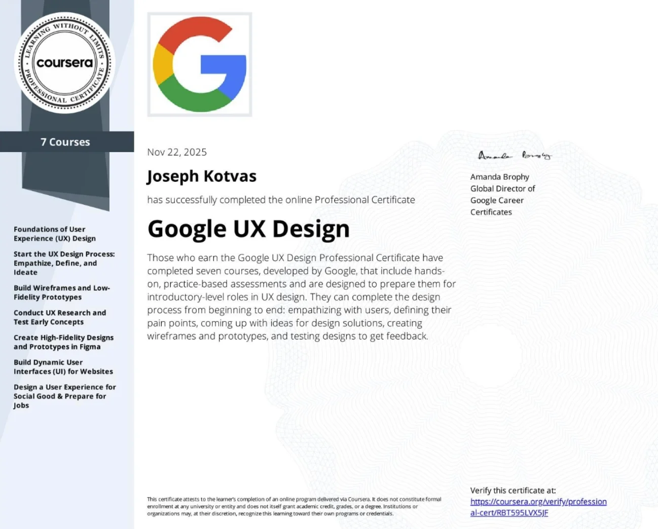 Google UX Design Professional Certificate